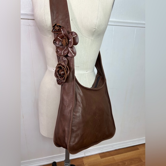 Vintage SIMONETTA retro brown soft buttery leather boho crossbody bag made Italy - Picture 1 of 13